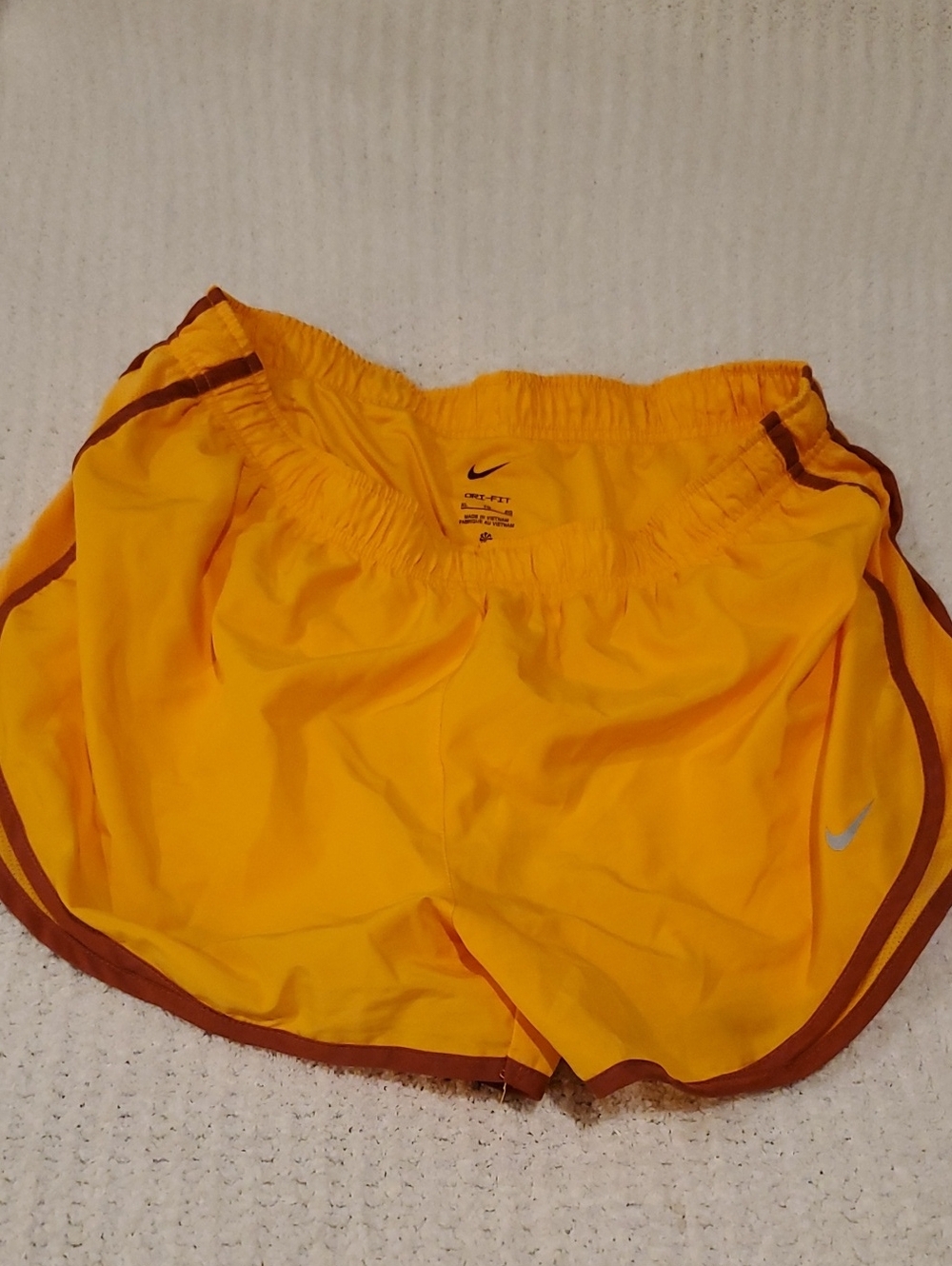 Nike Women’s Orange Athletic Shorts with Brown Trim